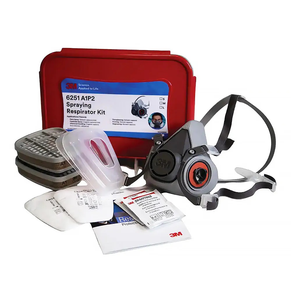 3M 6251 Spraying Respirator Starter Kit Medium Half Face 6000 Series Mask Paint