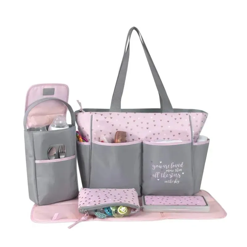 A.D. Sutton - 5Pk Baby Essentials Diaper Bag Set, Pink