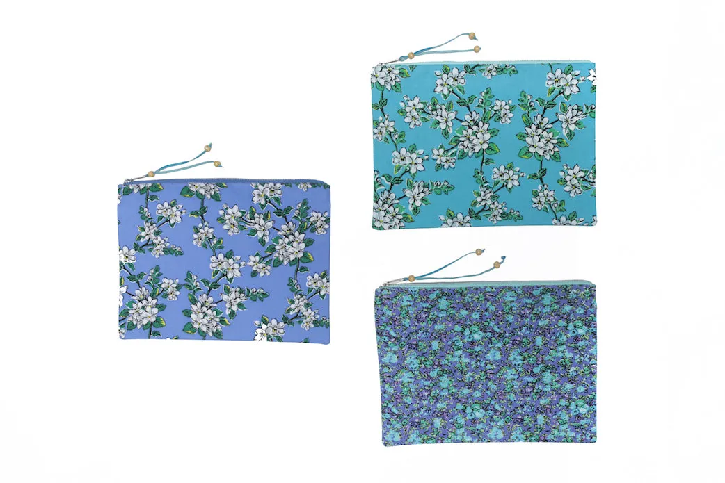 Beach Clutch - Periwinkle Almond Blossom