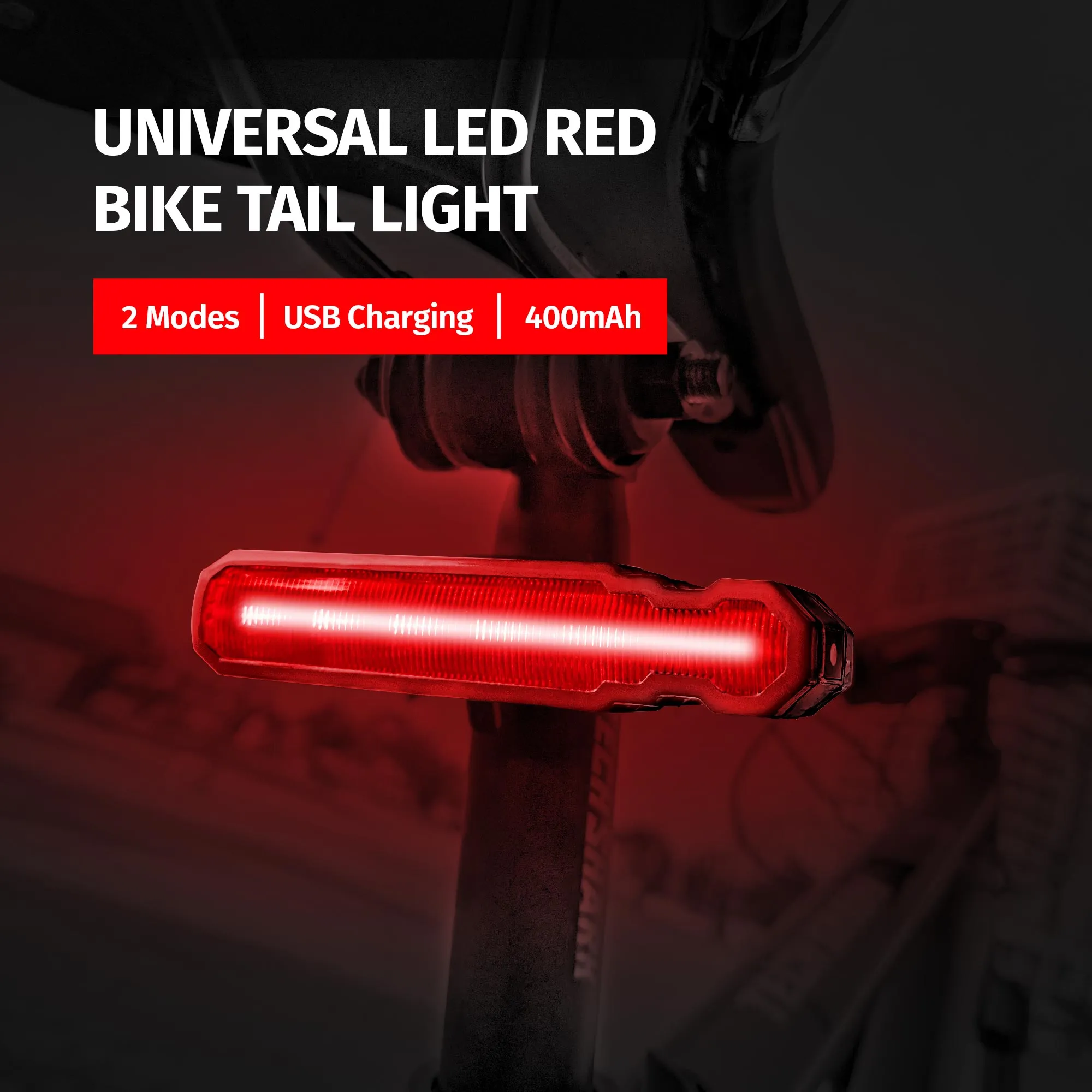 Bike Laser Flashing Tail Light 400mAh USB Fast Charging IPX5 Waterproof (Pack of 2)