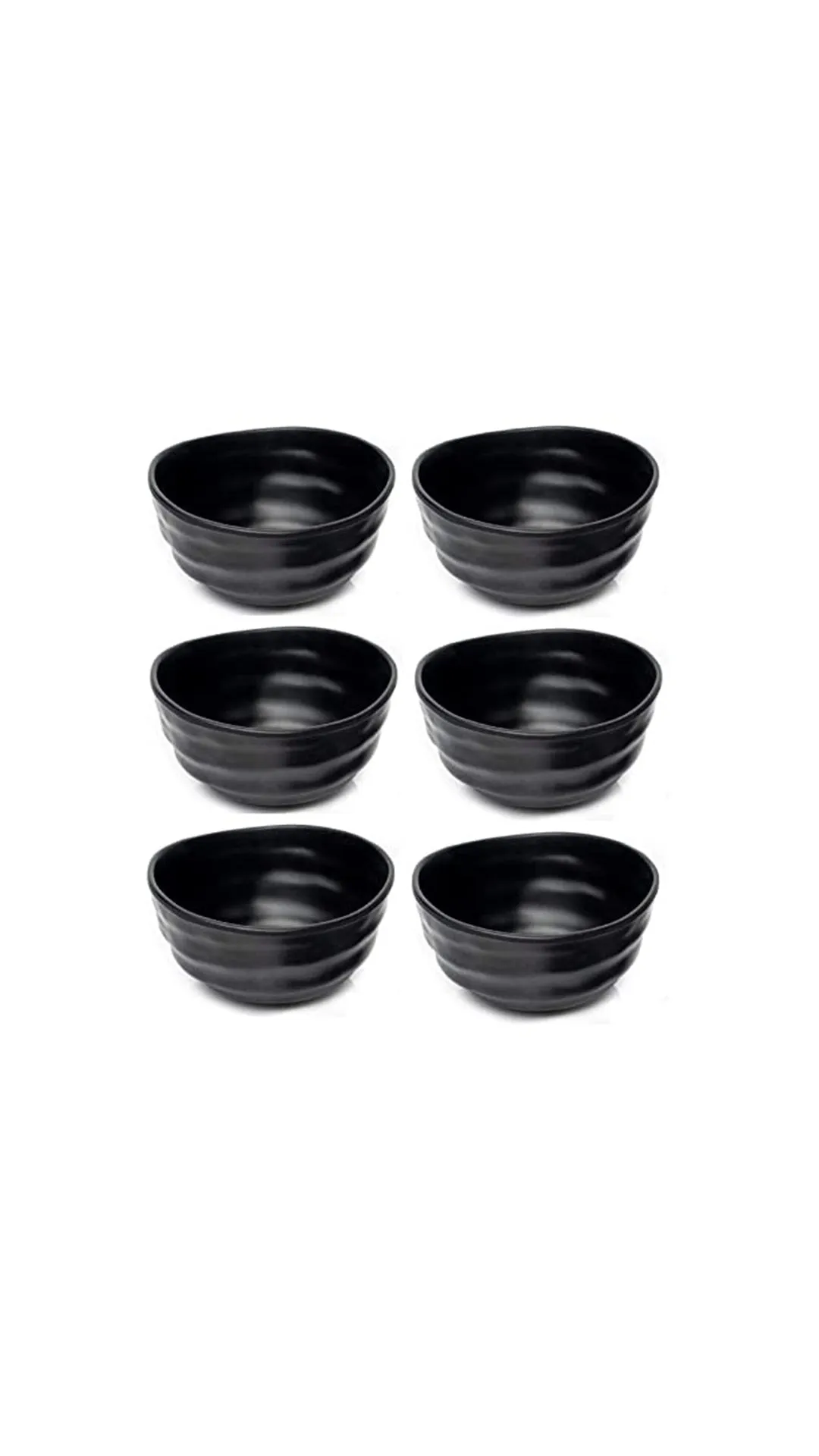 Black Dynamic Melamine Bowls, 250ml Capacity, for small desserts.