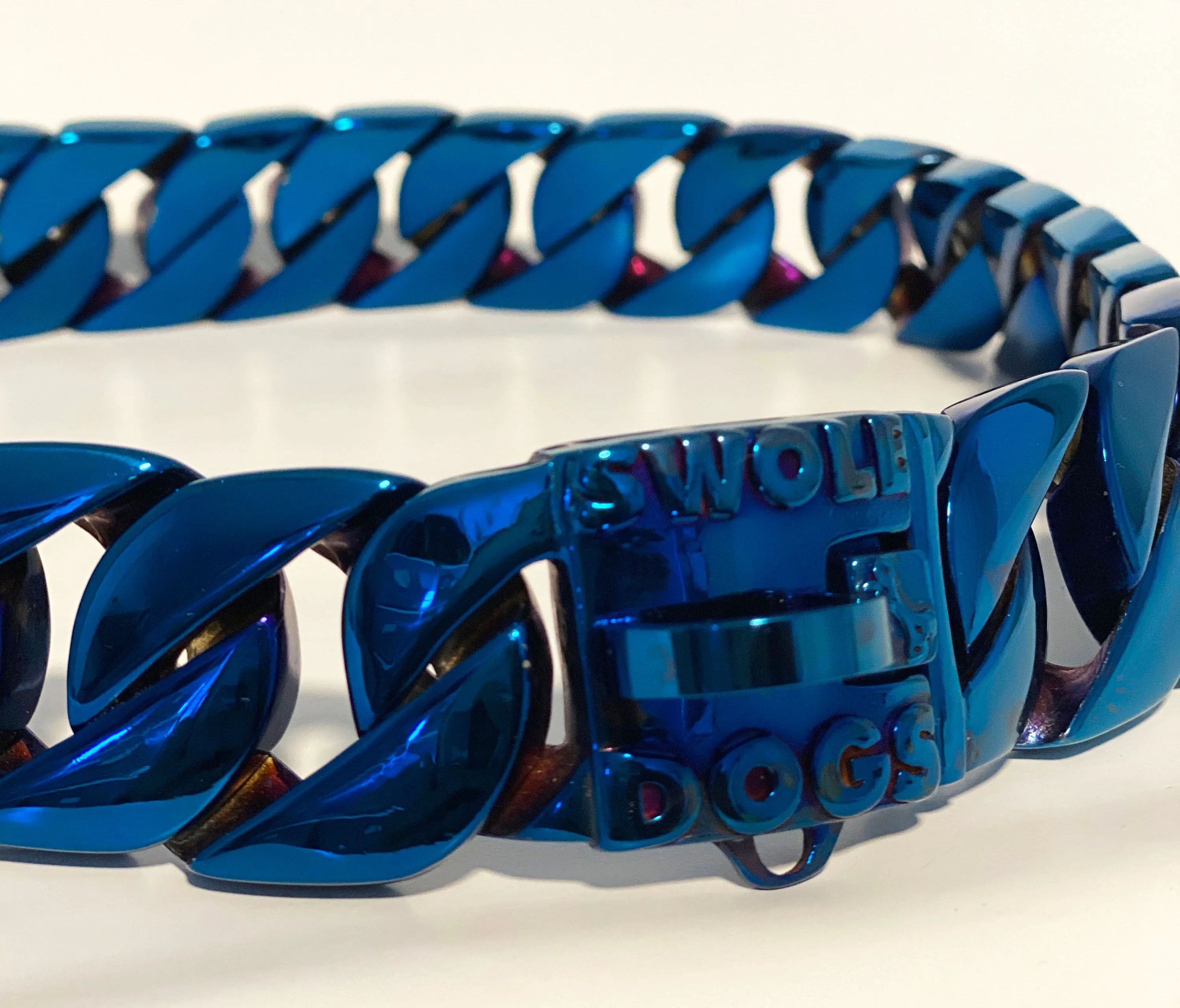 BLUE 31MM ROLLS ROYCE CUBAN DOG COLLAR