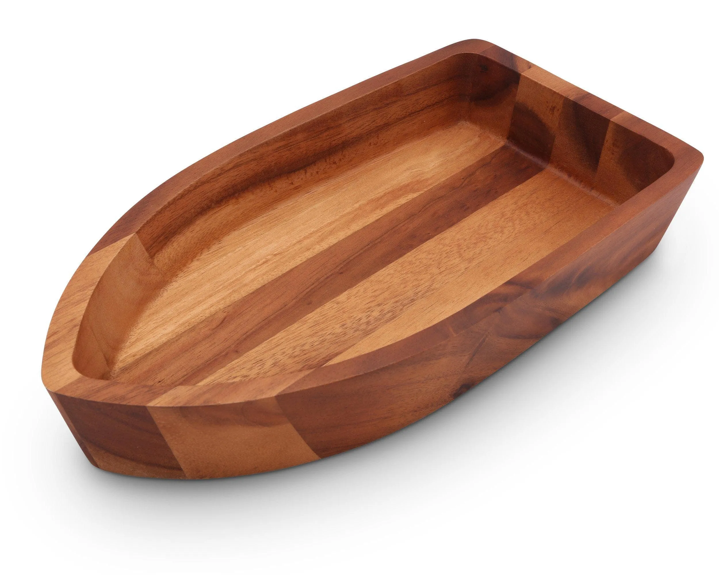 Boat Shape Acacia Wood Salad Bowl Large