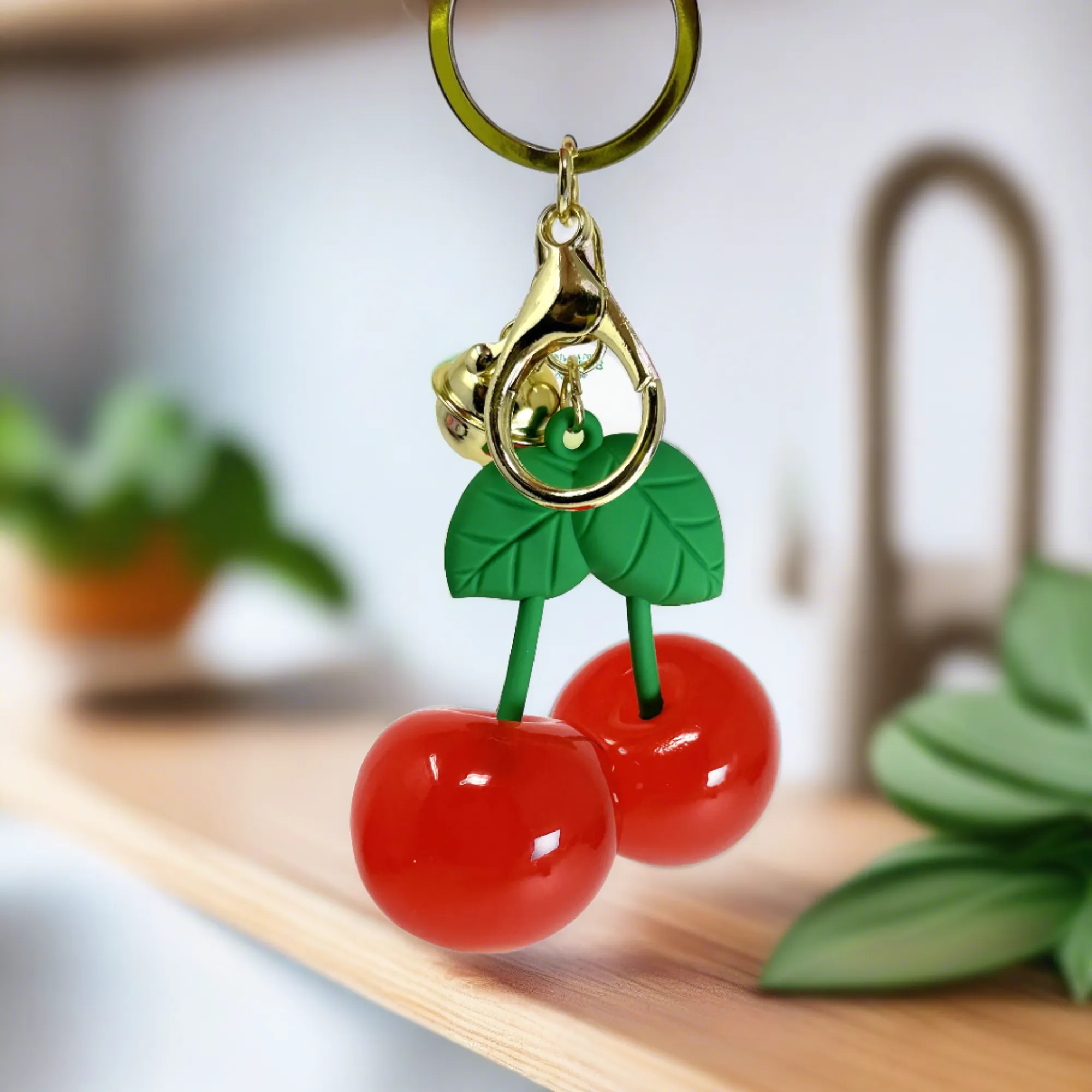 Charming Cherries Keychain Bag Charm – Cute Fruit Accessory for Bags & Keys