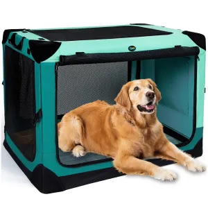 Collapsible Dog Crate, 42 inch Portable Travel Dog Crate for Large Dogs, 4-Door Foldable Pet Kennel with Durable Mesh