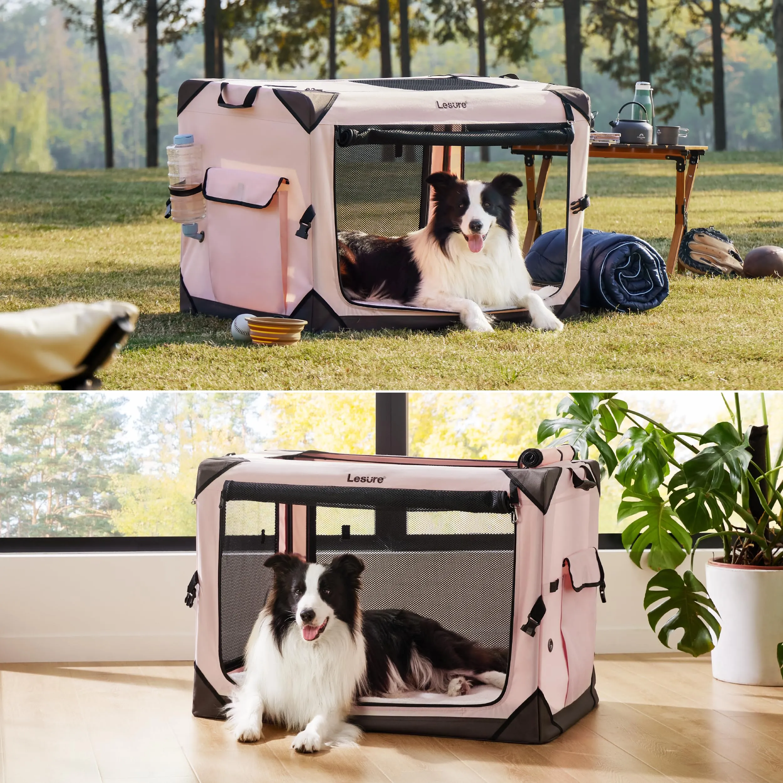 Collapsible Dog Crate - Portable Dog Travel Crate Kennel for Extra Large Dog