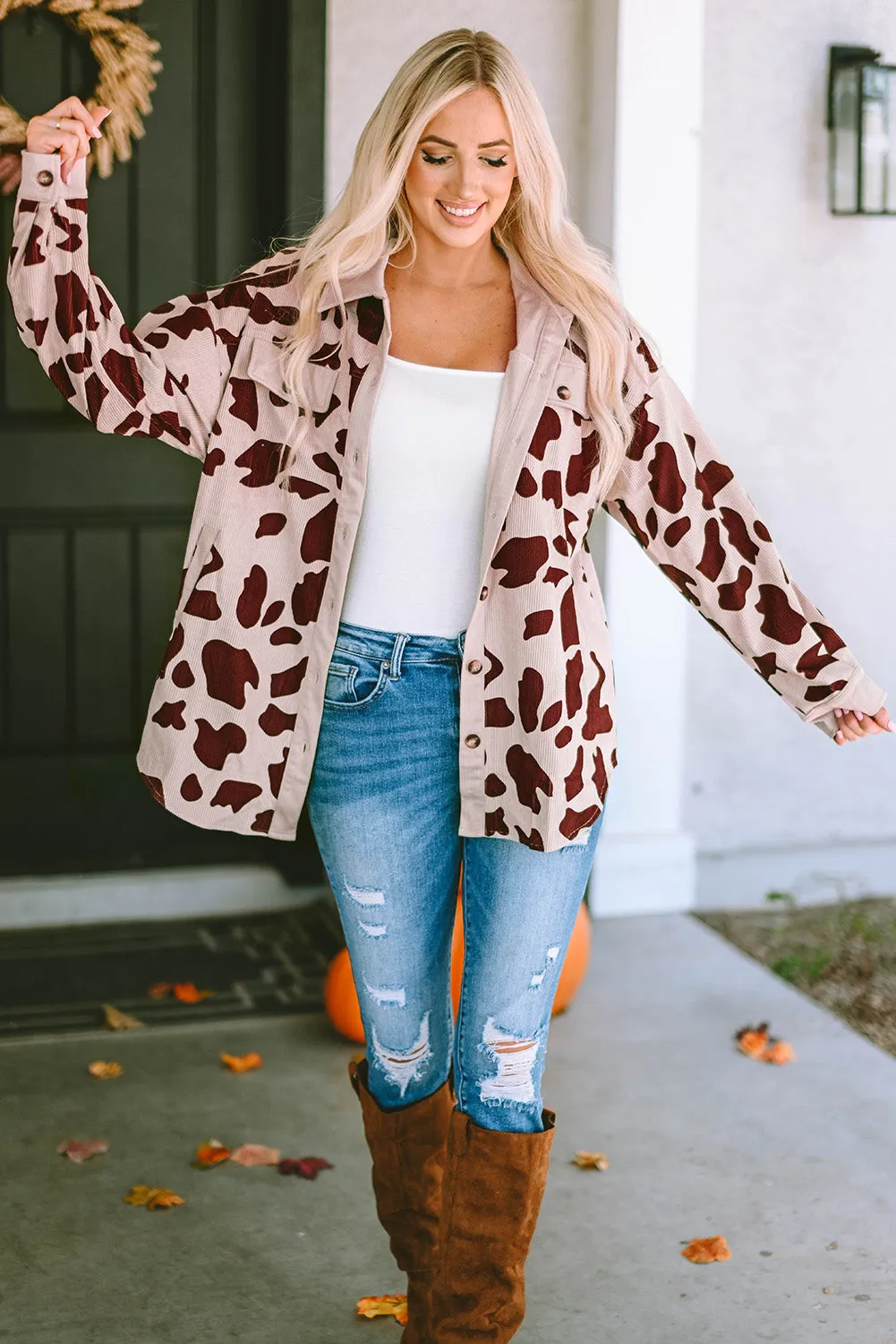 Cow Print light weight oversized jacket