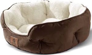 Cozy & Durable Small Dog Bed - Soft, Machine Washable, Anti-Slip, Water-Resistant, Perfect for Puppies & Kitties - 20 Inches, Brown