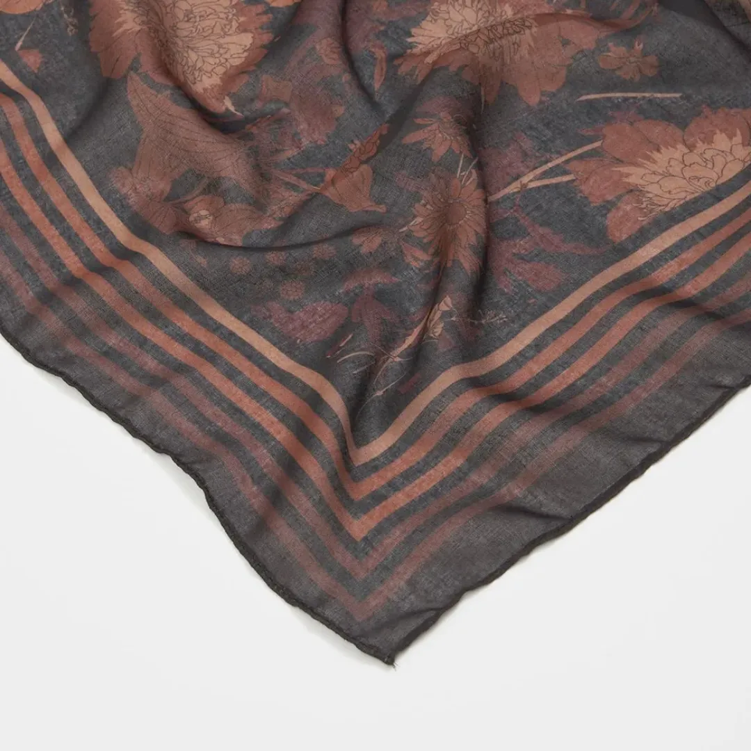 Deco Bloom Brown Midweight Scarf