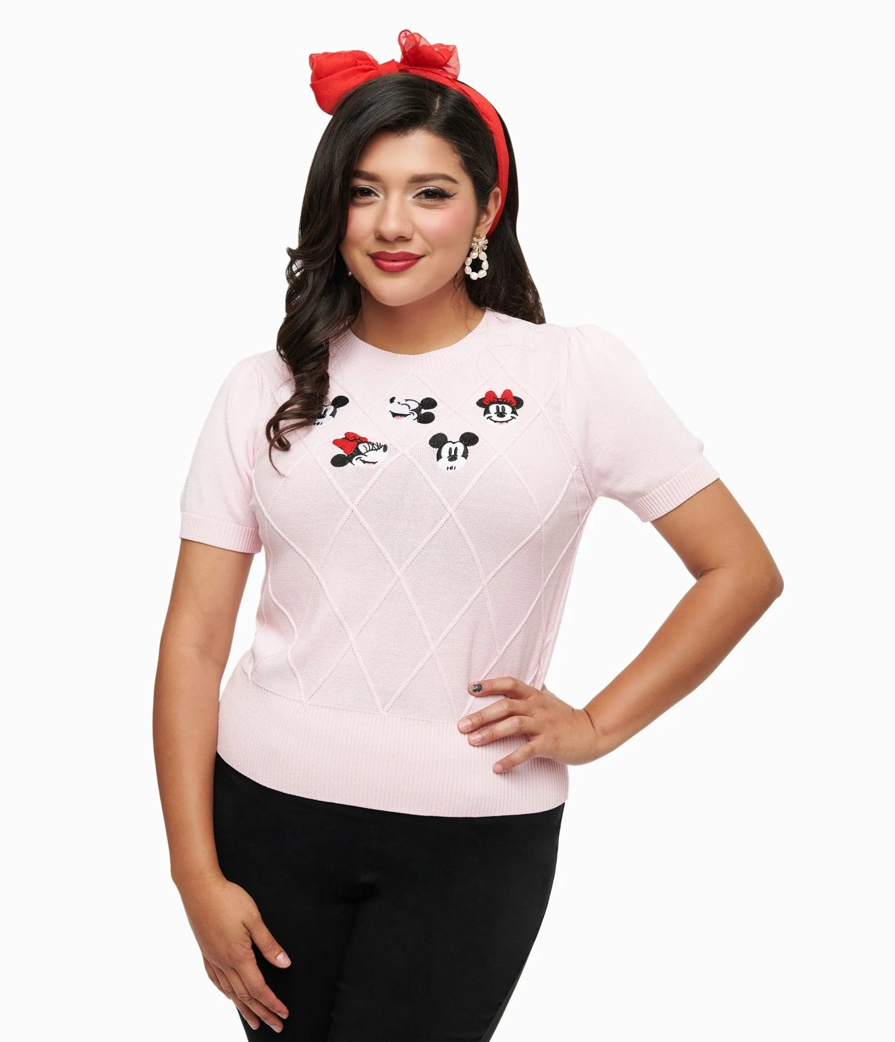 Disney Mickey & Friends Collection by Unique Vintage Pink Mickey & Minnie Sweater