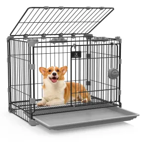 Dog Crate for Medium Dogs,30 inch Metal Dog Kennel Indoor Wire Dog Cage with Sliding Door and Removable Tray