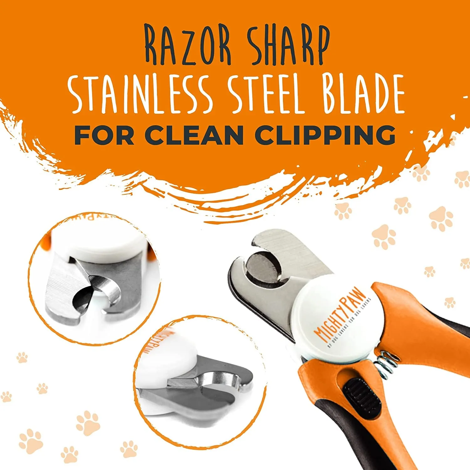 Dog Nail Clippers - Dog Claw Clippers - Pet Claw Trimming and Grooming Set - Built-In Safety Guard - Sharp Stainless Steel Blade - Ergonomic Handle - Nail Trimmer Dog - Paw Trimmer (Orange)