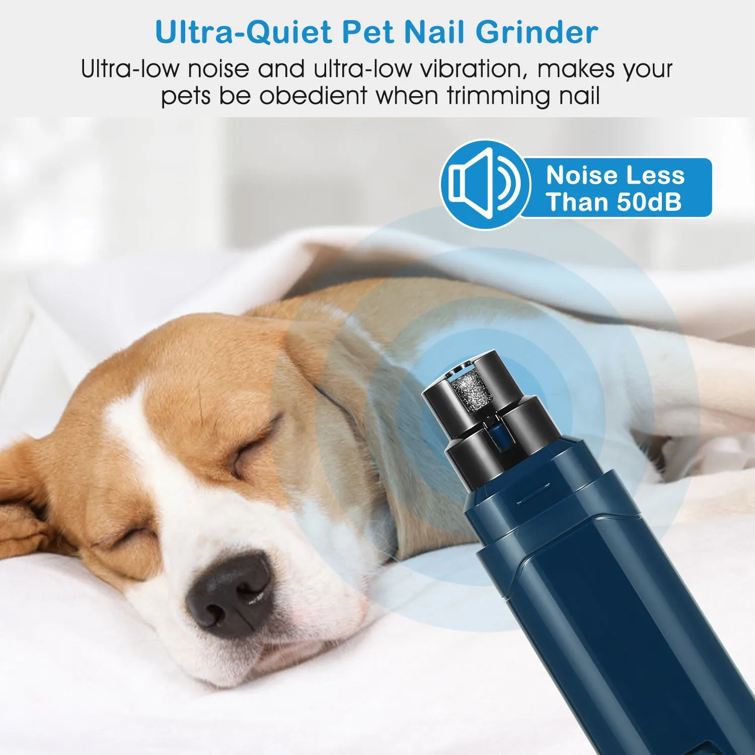 Dog Nail Grinder 2 Speeds Quiet USB Rechargeable Pet