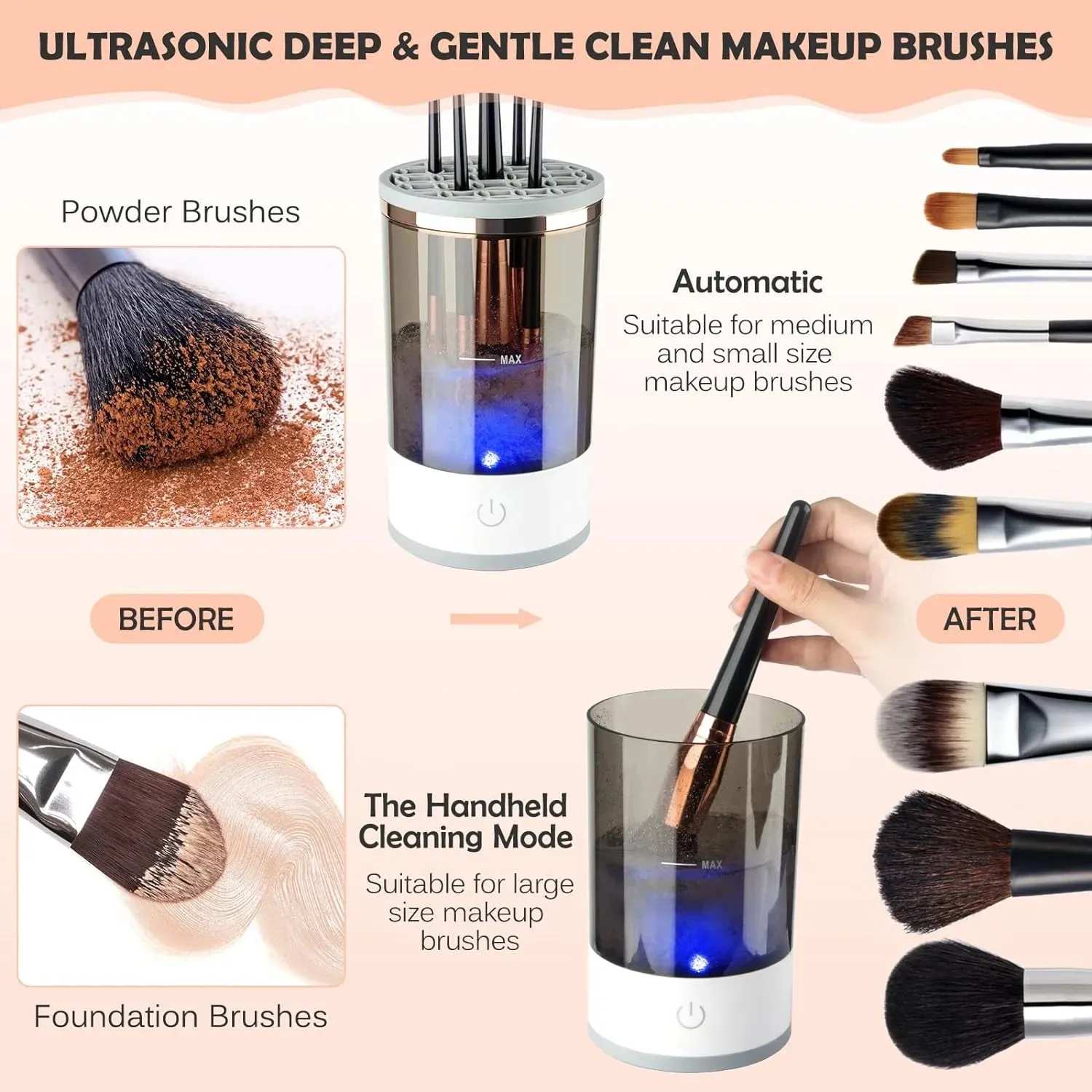 Electric Cosmetic Brush Cleaner Automatic Spinning