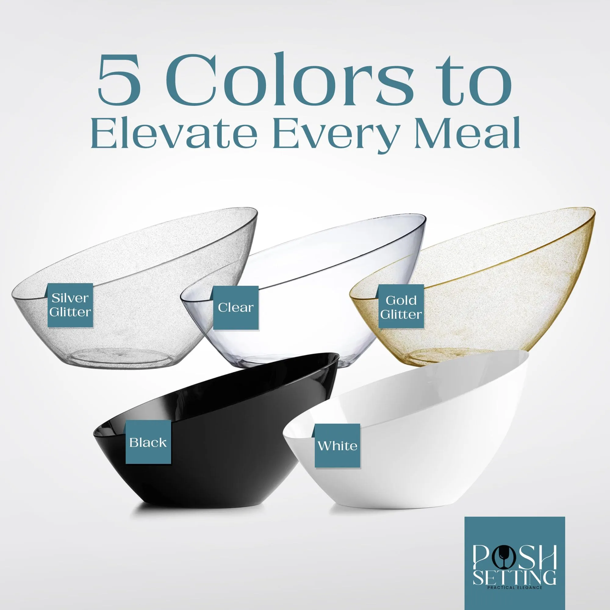 Elegant Angled Plastic Serving Bowls