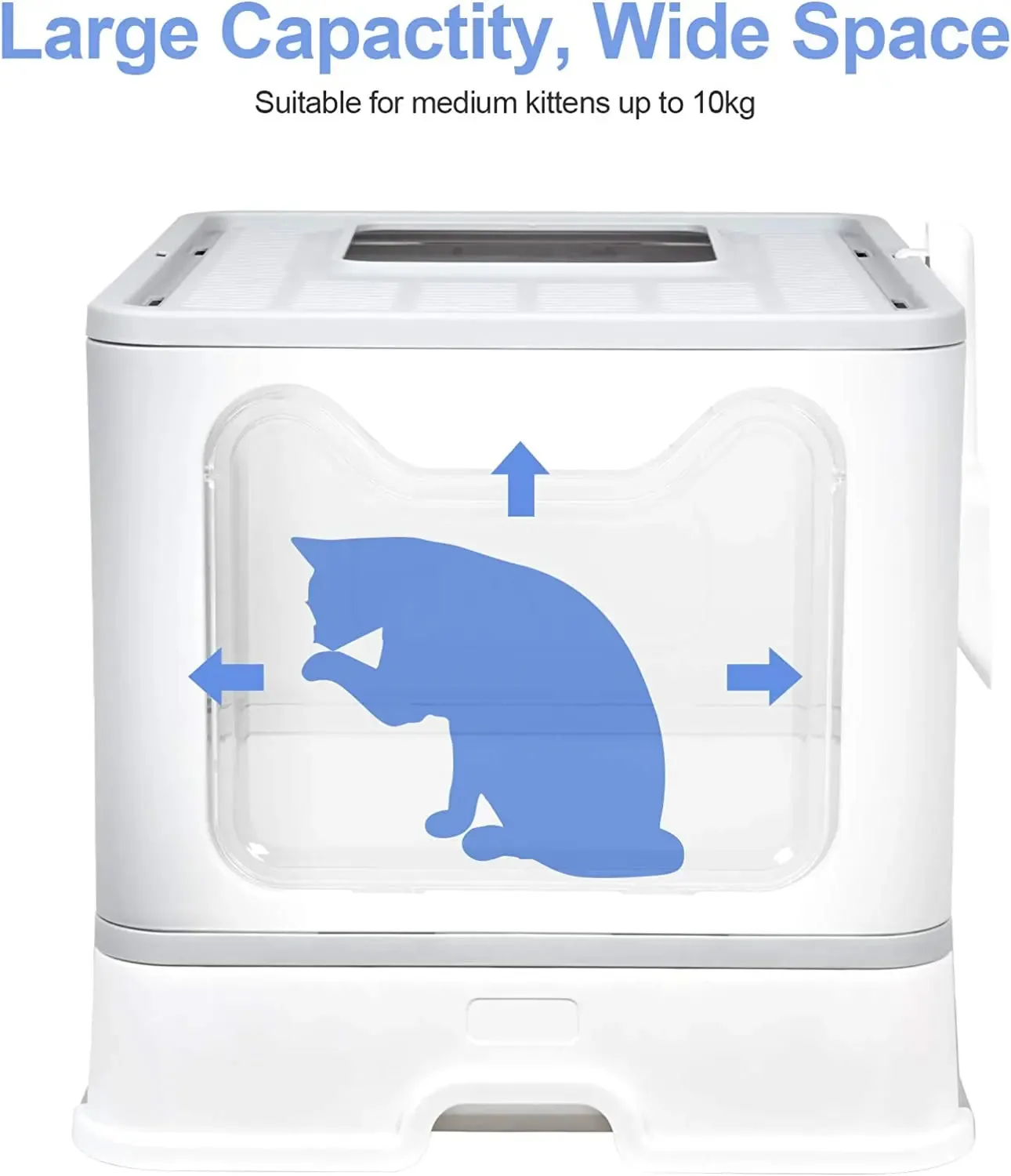 Extra Large Hooded Cat Litter Box with Top Entry and Drawer