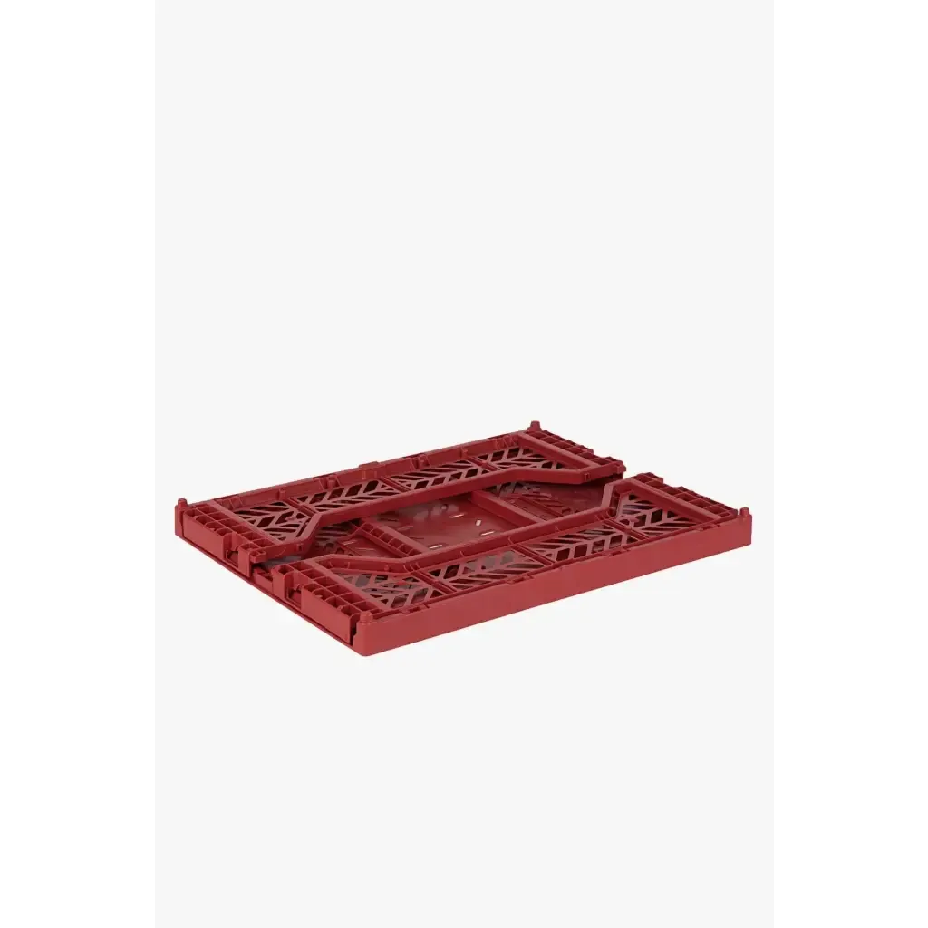 Foldable Storage Bins, Plastic Crate for Storage, Collapsible Crate, Utility Stackable Box Medium Tile Red