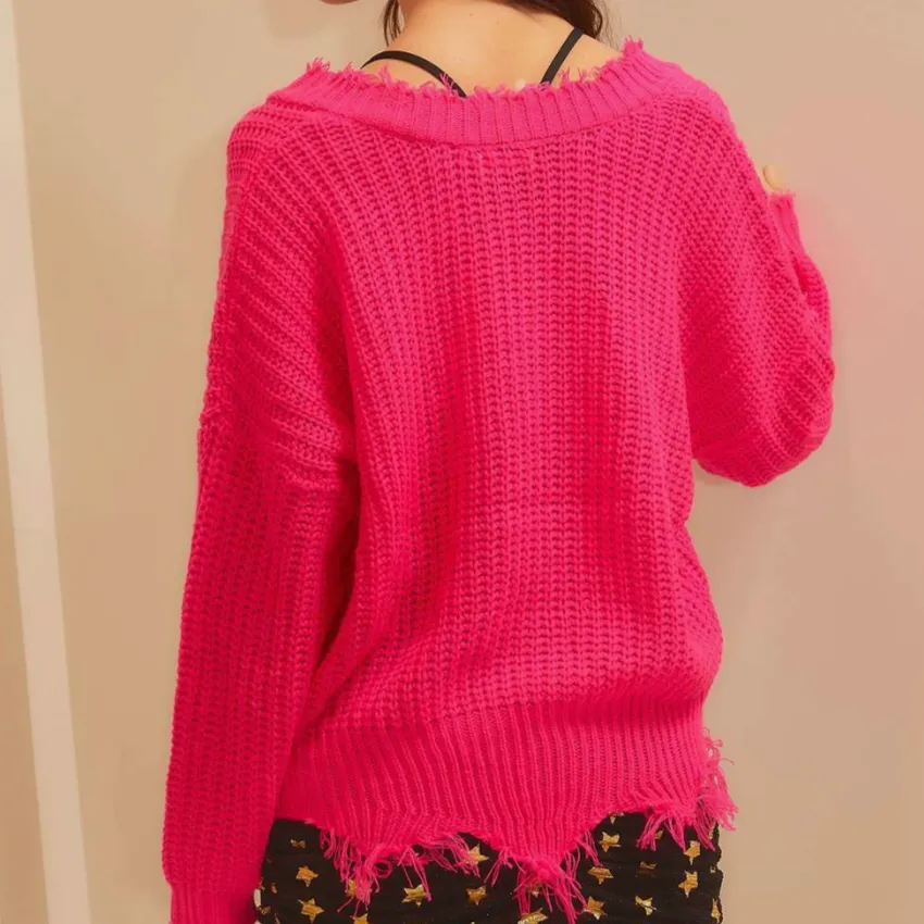 Game Day Fuchsia Sparkle Letter Sweater