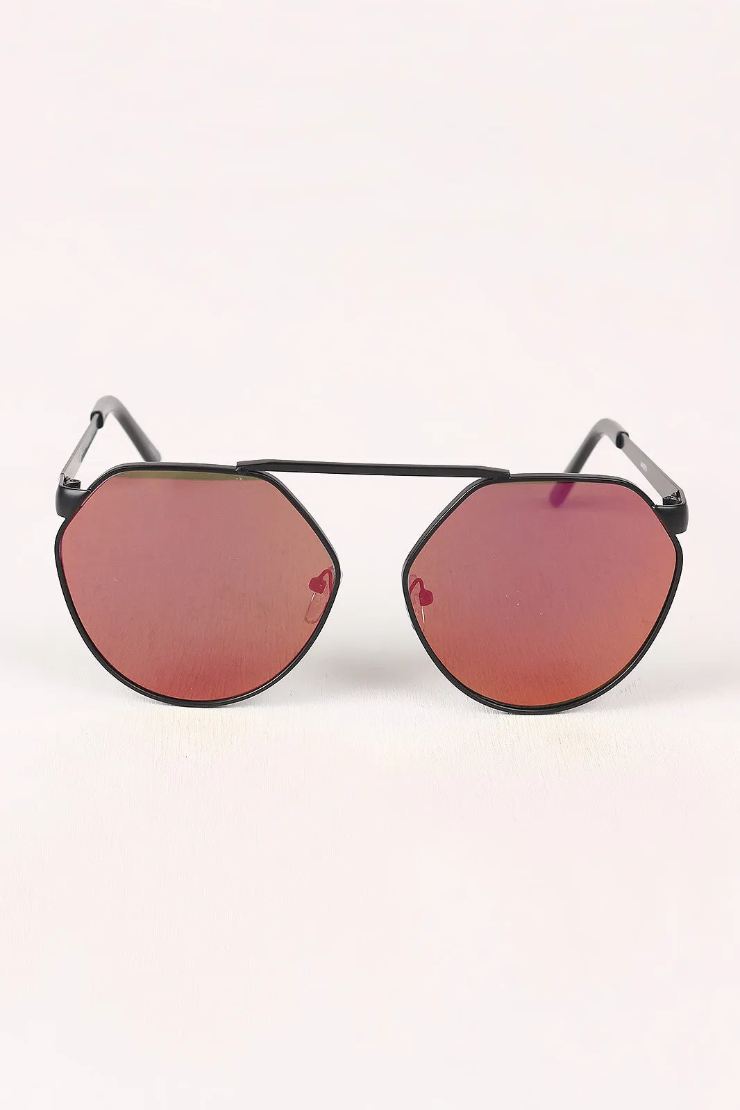 Geometric-Shape Mirrored Lens Sunglasses