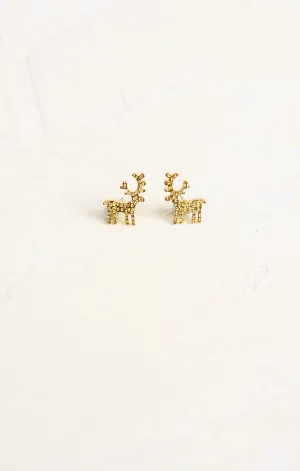 Golden Reindeer Studs