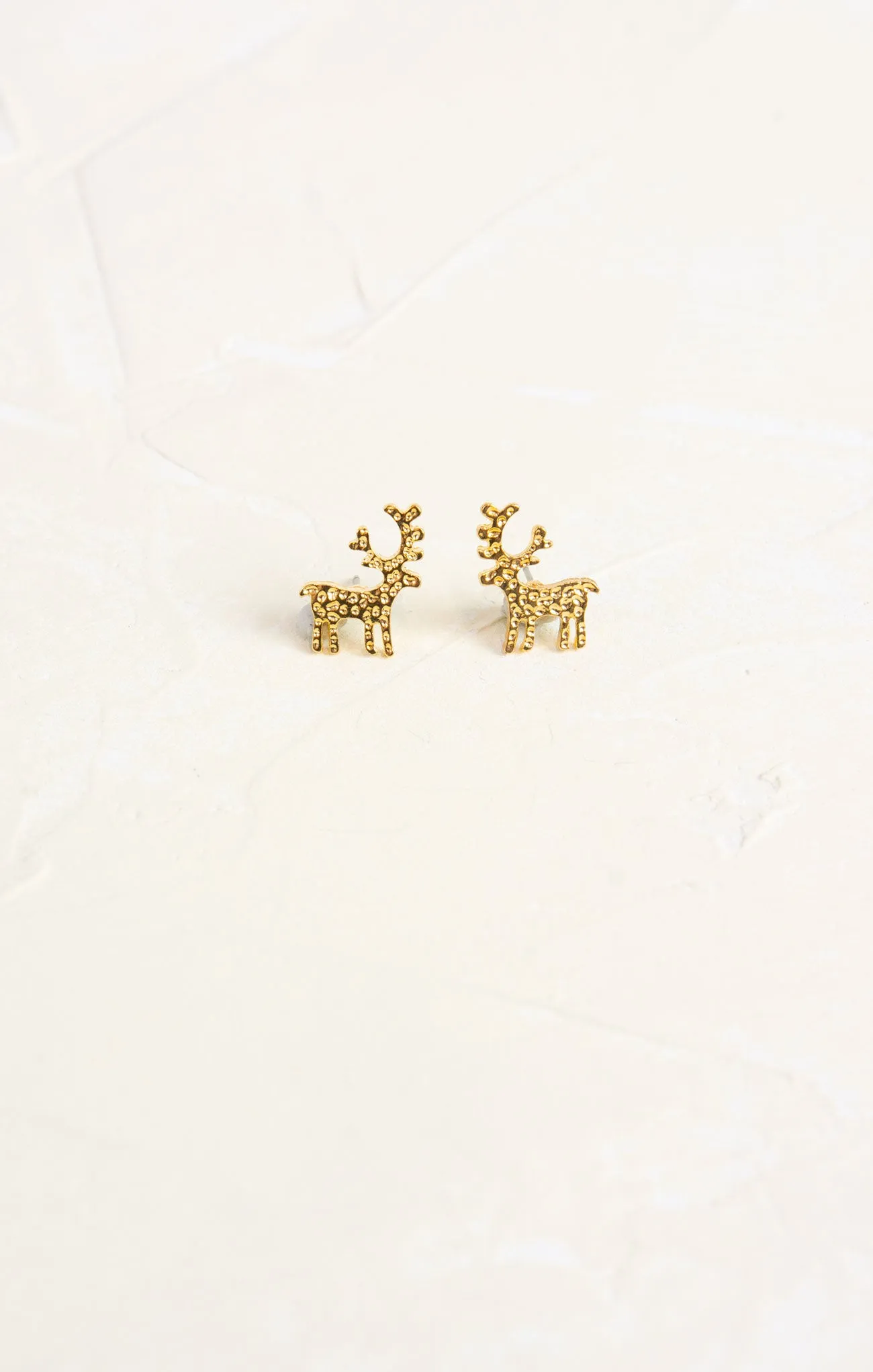 Golden Reindeer Studs