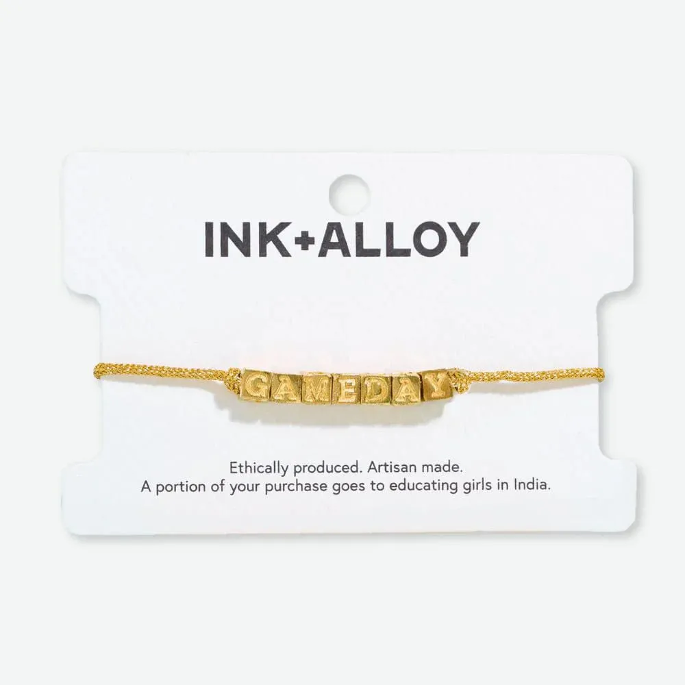 Goldie Gold Lurex Cord With Brass Letters Adjustable Gameday