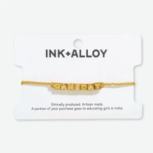 Goldie Gold Lurex Cord With Brass Letters Adjustable Gameday