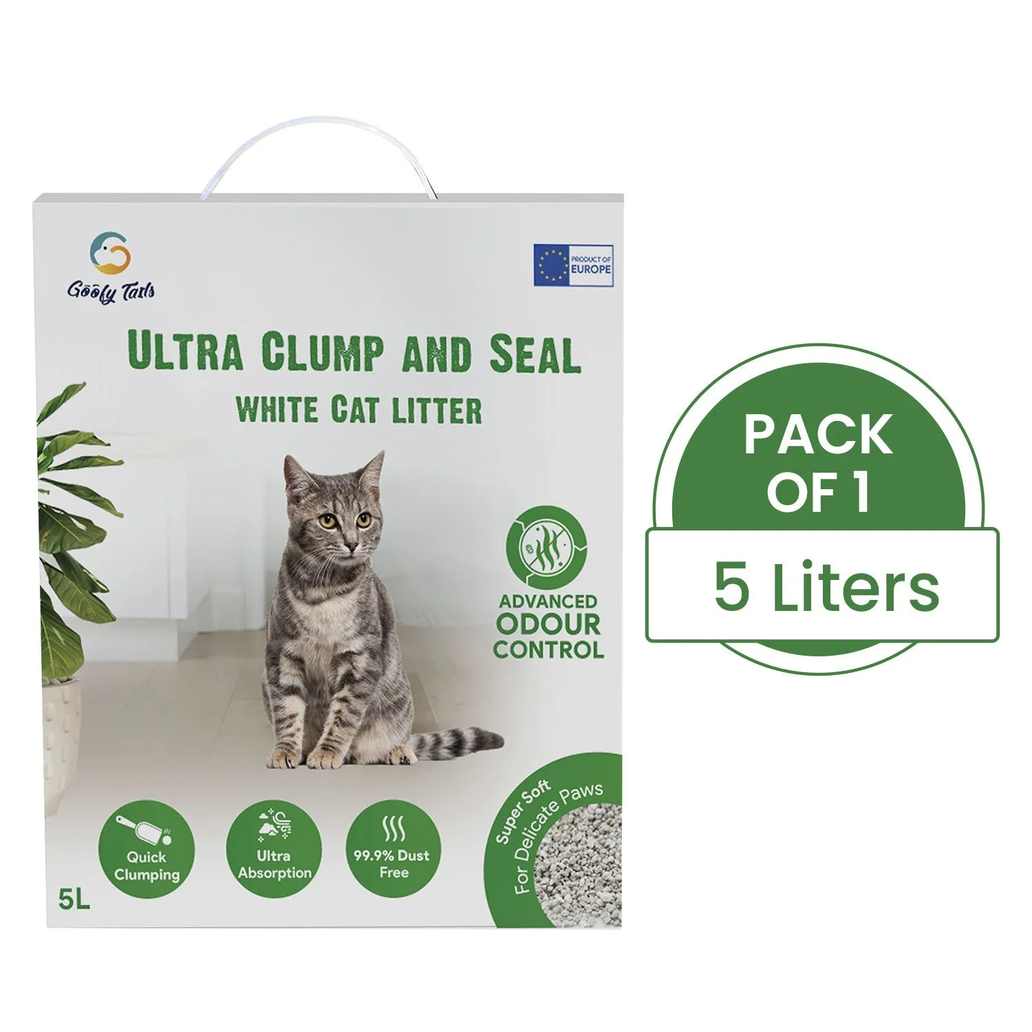 Goofy Tails Unscented White Bentonite Clumping Cat Litter for Cats and Kittens