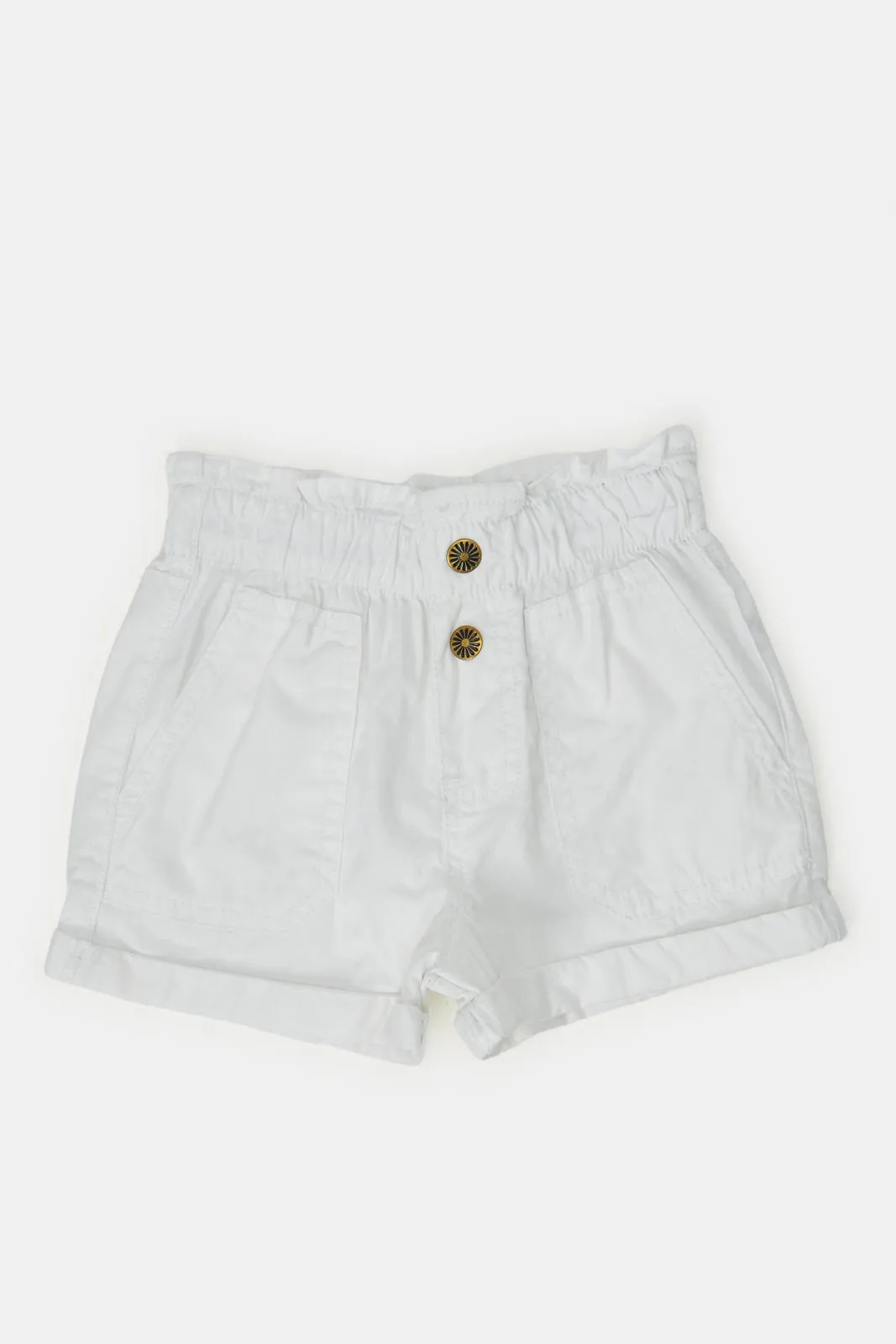 Infant Girls White Paper Bag Denim Shorts