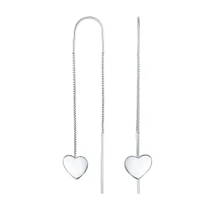 Initial Alphabet A-Z Lightweight Heart Chain Dangle Earrings Sterling Silver Hook