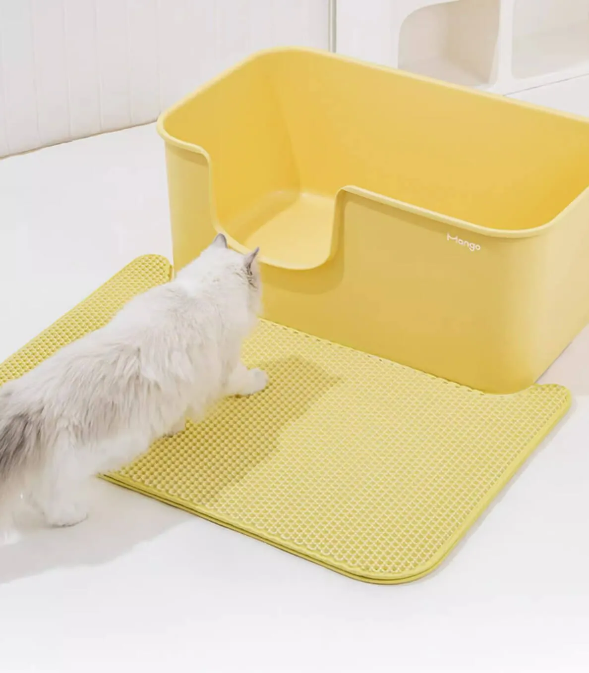 Macaron Cream Extra Large High-quality Open Cat Litter Box with Litter Mat