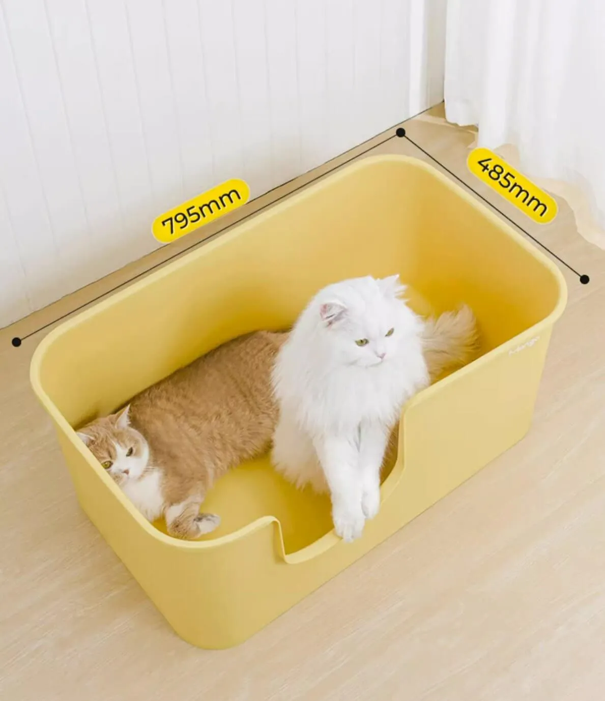 Macaron Cream Extra Large High-quality Open Cat Litter Box with Litter Mat