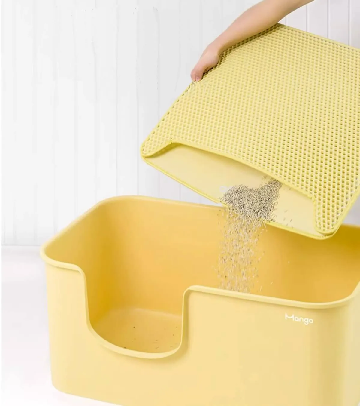 Macaron Cream Extra Large High-quality Open Cat Litter Box with Litter Mat