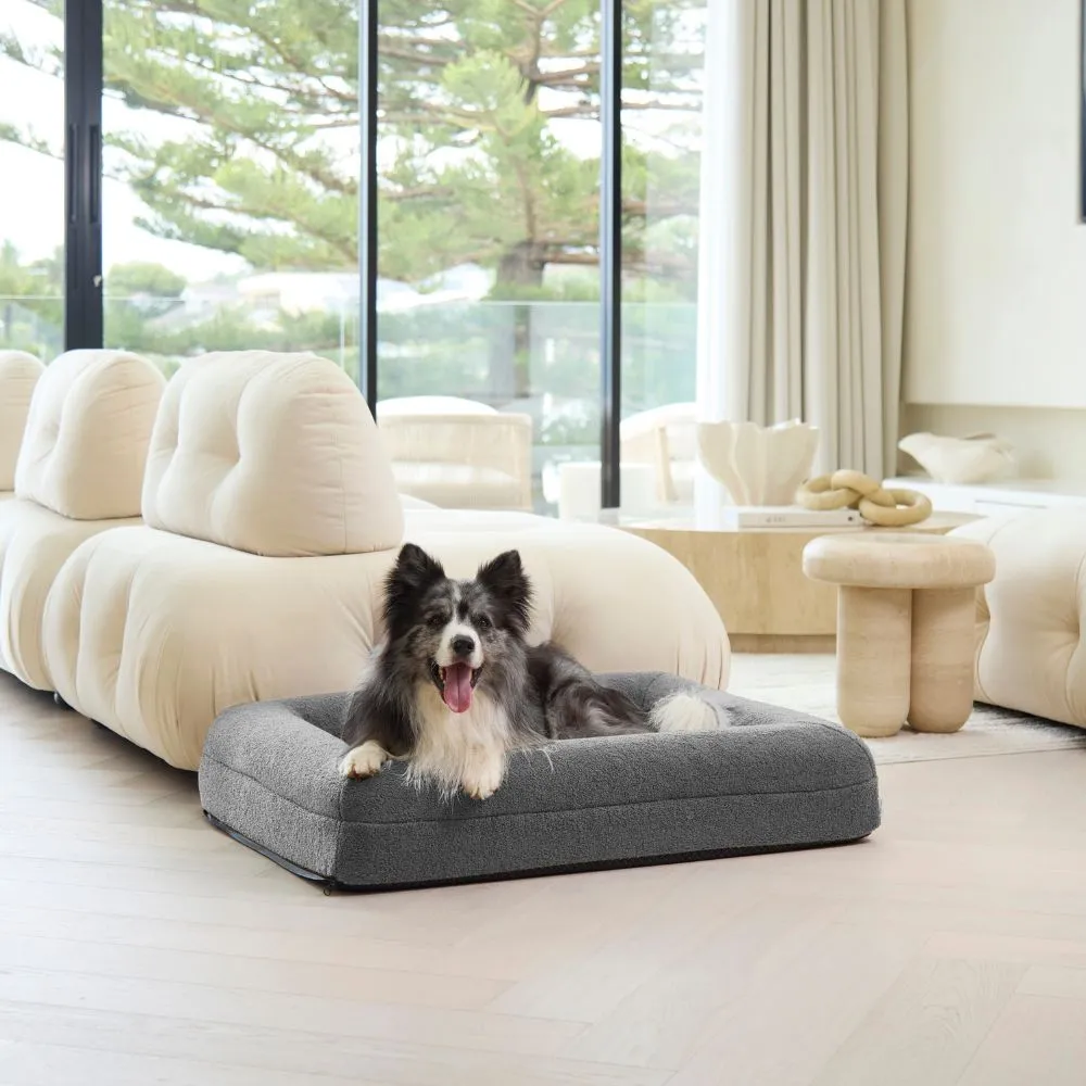 Memory Foam Dog Bed - Polar Fleece Salt Grey