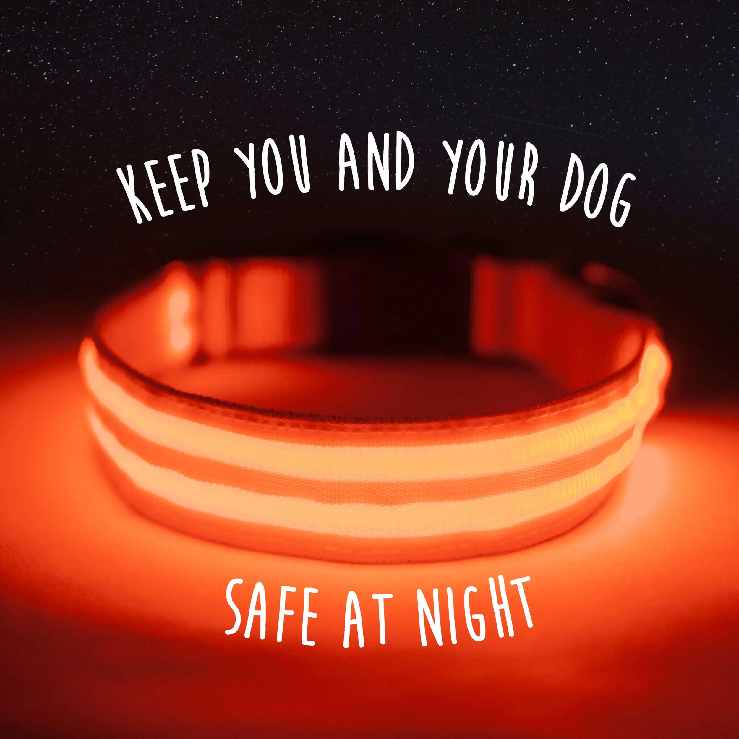 Mighty Paw LED Dog Collar - Two Light Strips, Rechargeable & Weather-Resistant