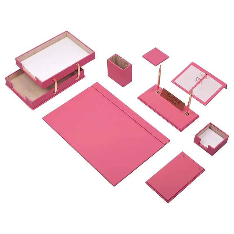 MOOG Leather Desk Set - Double Document Tray- Pink - 10 PCS