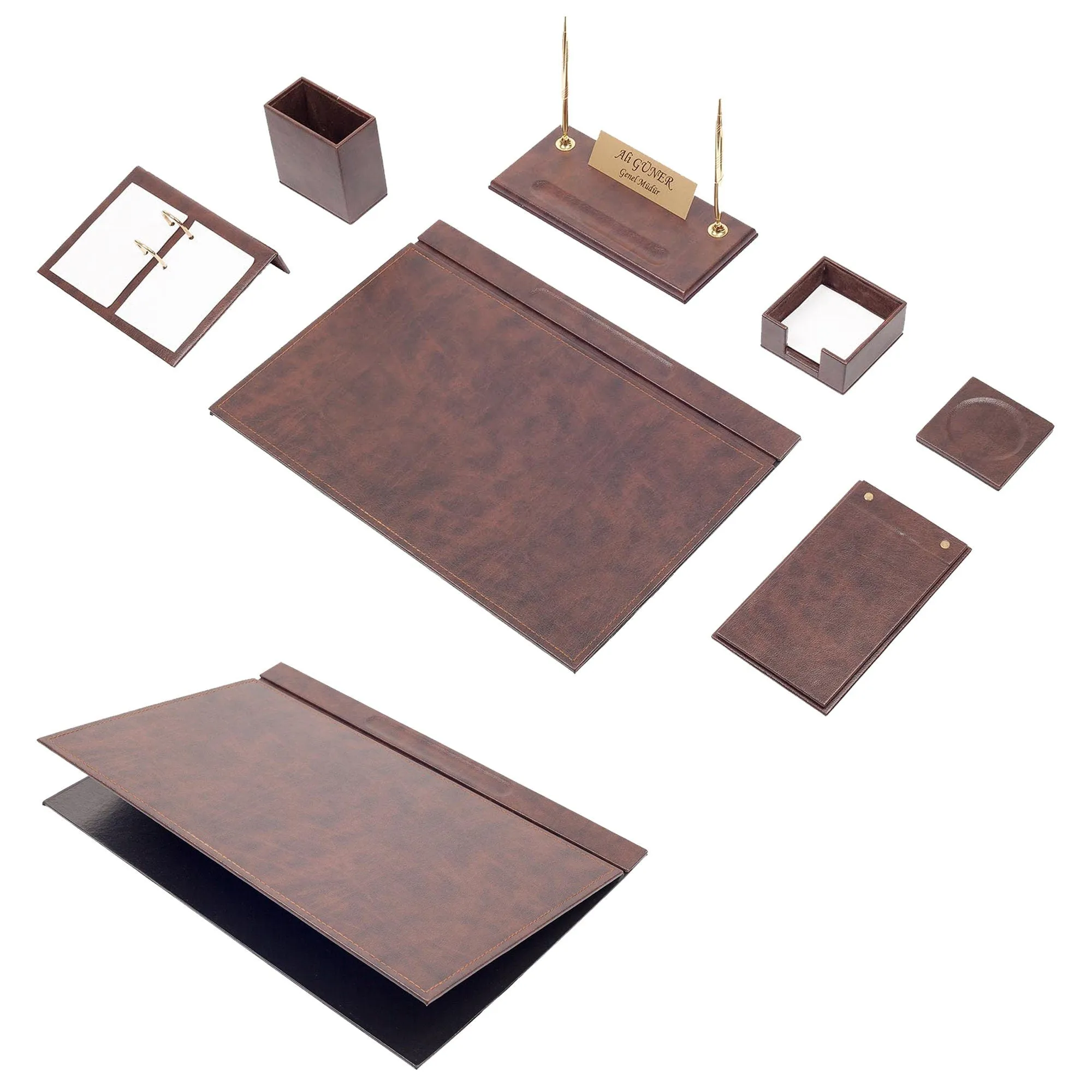 MOOG Leather Desk Set -Gray - 9 PCS