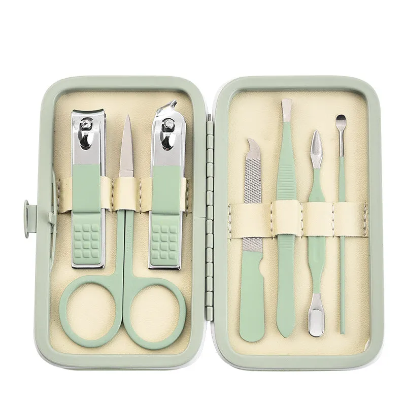 Nail Public Lift Matcha Green 7-Piece Manicure Nail Beauty Tool Set Cross-Border Nail Scissors 7-Piece Set Nail Clippers Full Set