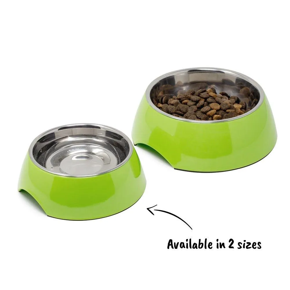 Non Slip Melamine Cat Dog Bowl - Green - S/L