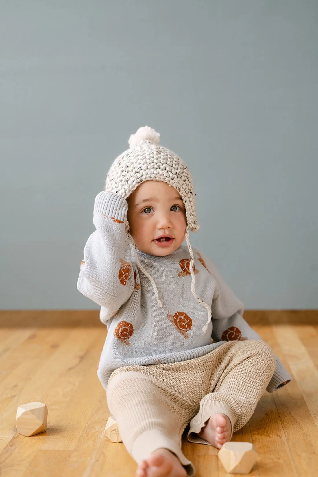 Organic Snail Knit Sweater | Pearl Blue