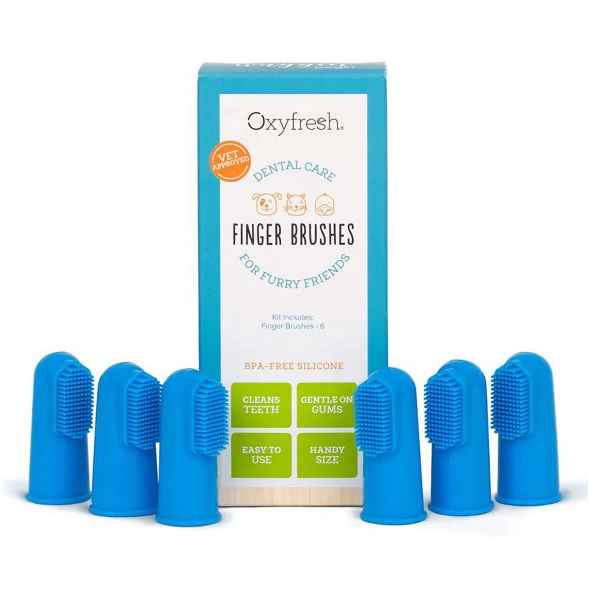 Oxyfresh Pet Finger Brush Blue - 6 pk