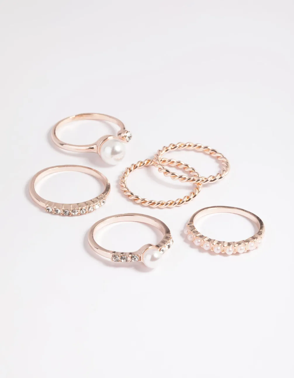 Rose Gold Pearl Ring Stack Pack