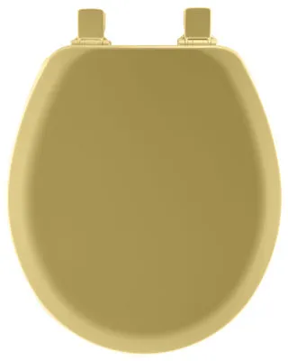 Round Molded Wood Toilet Seat, Easy-Clean & Change  Hinge, STA-TITE , Harvest Gold