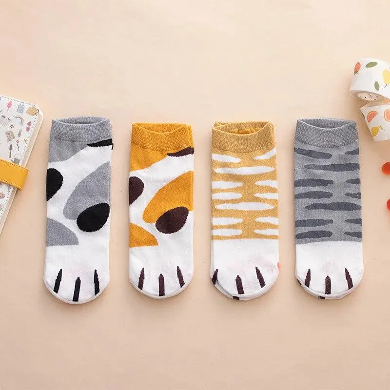 So Kawaii! Cotton Jacquard Paw Socks (4 Pairs)