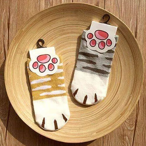 So Kawaii! Cotton Jacquard Paw Socks (4 Pairs)