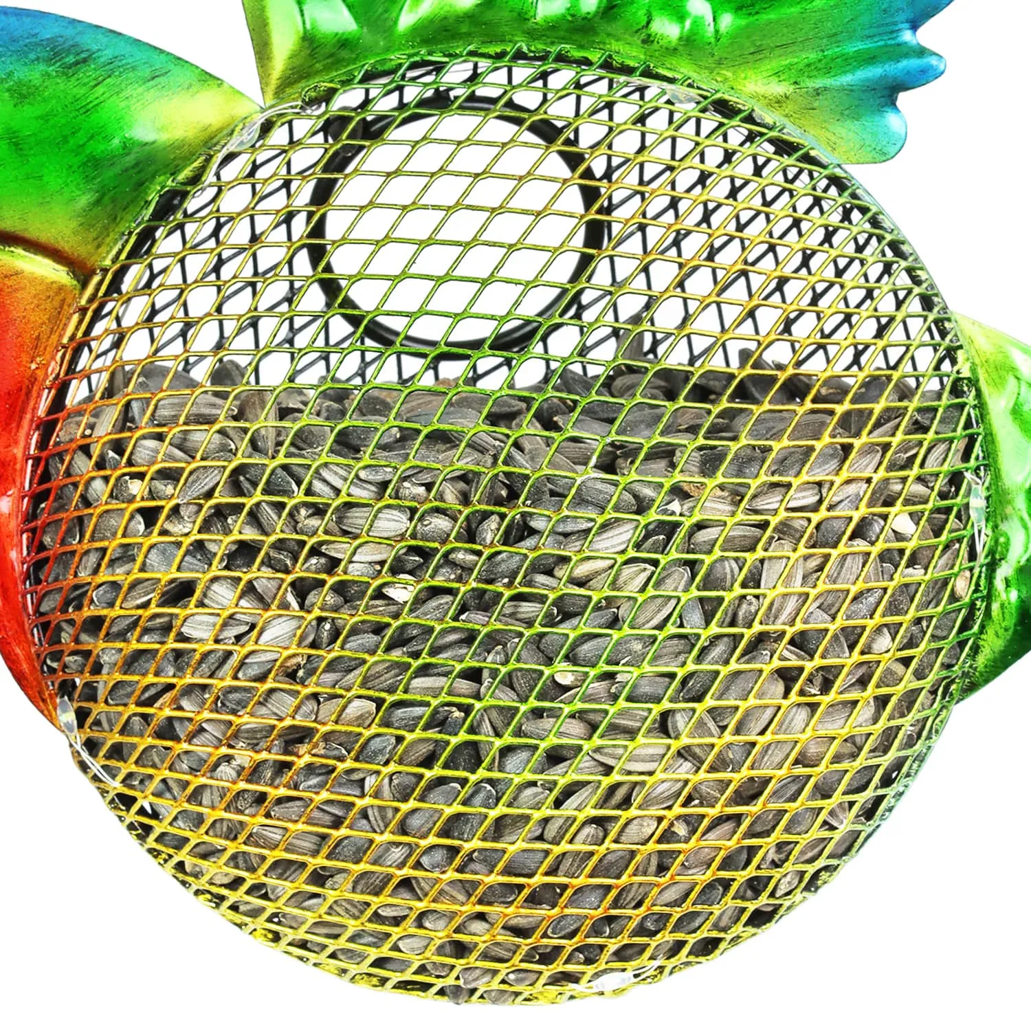 Solar Hanging Metal Mesh Hummingbird Bird Feeder, 13 by 17 Inches