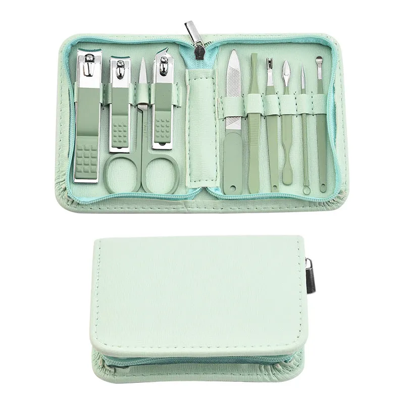 Stainless Steel Nail Clippers Manicure Set Nail Art Pedicure Scissors Tool Zipper 22 Pcs Set Fingernail Maintenance Kit