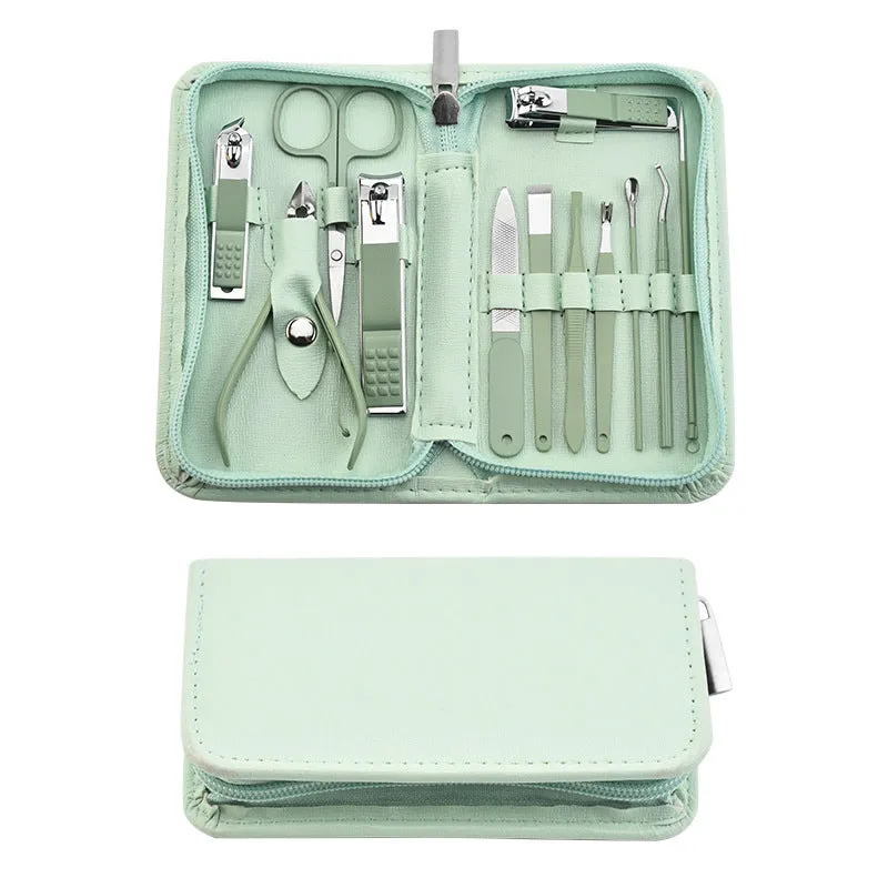 Stainless Steel Nail Clippers Manicure Set Nail Art Pedicure Scissors Tool Zipper 22 Pcs Set Fingernail Maintenance Kit