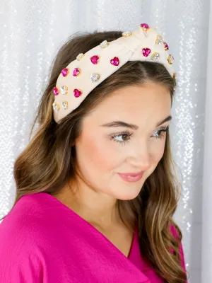 Taupe Velvet Heart Headband