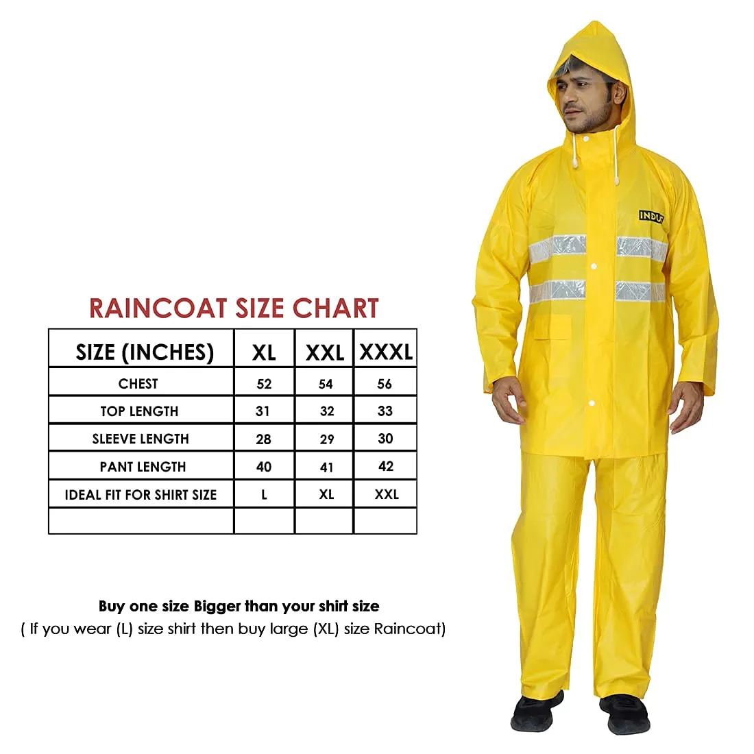 THE CLOWNFISH Rain Coat for Men Waterproof for Bike with Hood and Reflective Stripes Raincoat for Men Industrial Series. Set of Top and Bottom. Indus Series (Yellow, XX-Large)